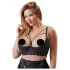 Cottelli Plus Size - rindade tõstja rihmade ja rõngastega - must