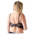 Cottelli Plus Size - rindade tõstja rihmade ja rõngastega - must