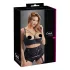 Cottelli Plus Size - rindade tõstja rihmade ja rõngastega - must - 90D