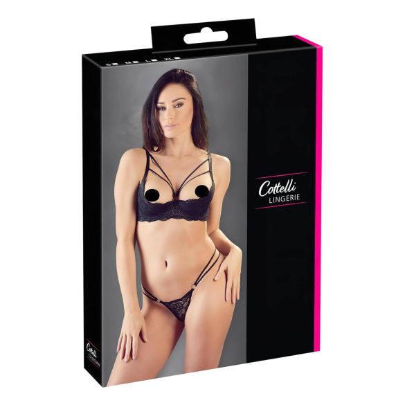 Cottelli - rihmade, rõngastega rinnahoidja ja stringid (must) - 75C/S