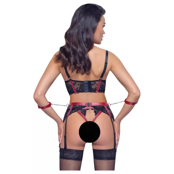 Cottelli Bondage - matt pitsiline rinnahoidja komplekt - punane - L