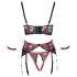Cottelli Bondage - Matt pitsiline tugi-rinnahoidja komplekt (punane) - XL