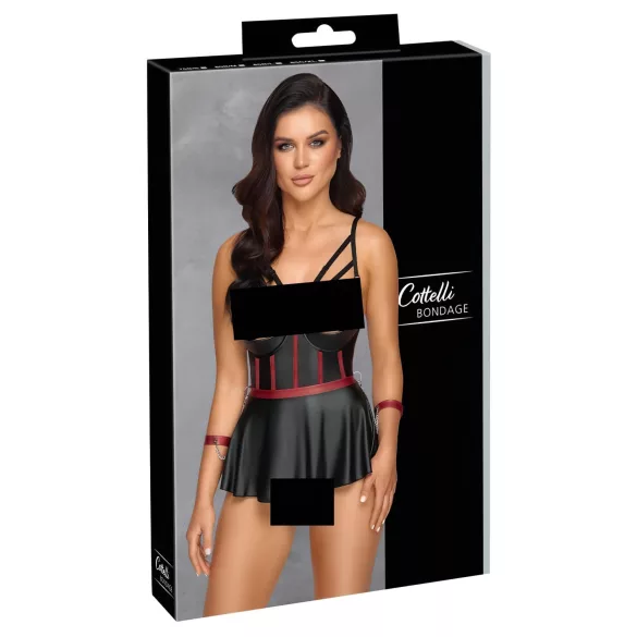 Cottelli Bondage - läikiv komplekt ja käerauad - must
