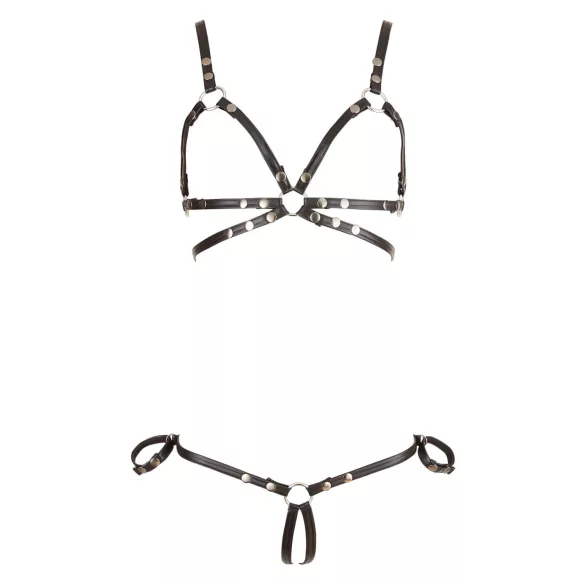 Cottelli Bondage - naiste läikiv keha rihm-bikiinid - must - M