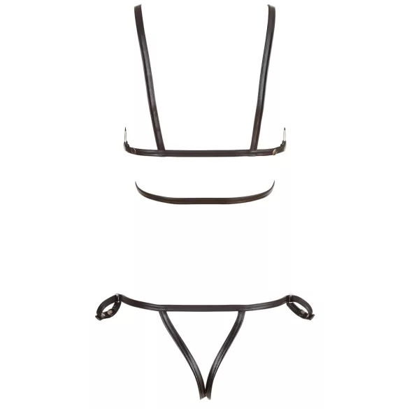 Cottelli Bondage - naiste läikiv keha rihm-bikiinid - must - M