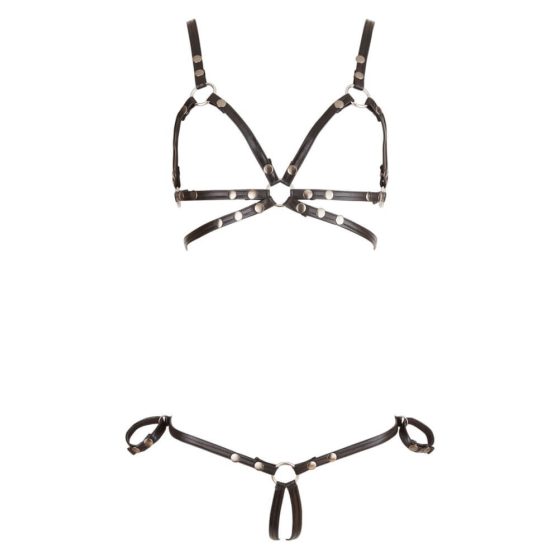 Cottelli Bondage - shiny ornament body harness bikini (black) - L