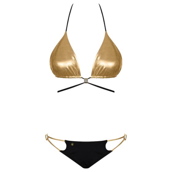 Obsessive Goldivia - Shiny halter neck bikini (gold and black)