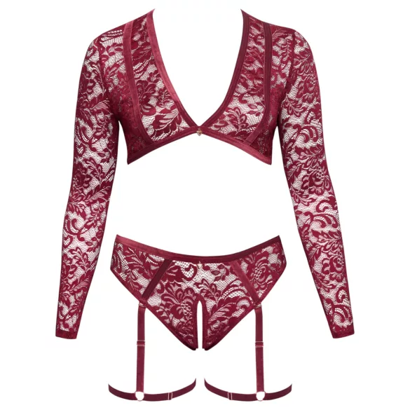 Cottelli Curves - pitsist pesukomplekt pikkade varrukatega - punane - 2XL