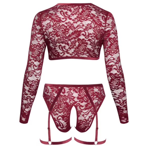 Cottelli Curves - pitsist pesukomplekt pikkade varrukatega - punane - 2XL