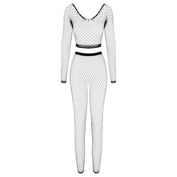 Cottelli - võrksärk ja stringid - pikkade varrukatega must - S-L