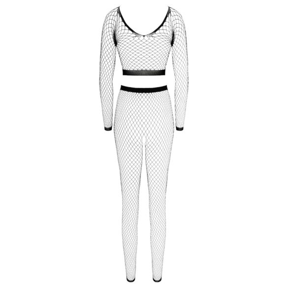 Cottelli - võrksärk ja stringid - pikkade varrukatega must - S-L