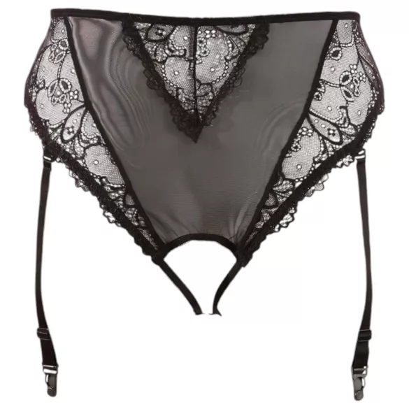 Cottelli Plus Size - pitsiline sukahoidjaga püksik (must)