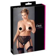   Cottelli Plus Size - pitsist sukahoidjaga stringid (must) - XXXXL
