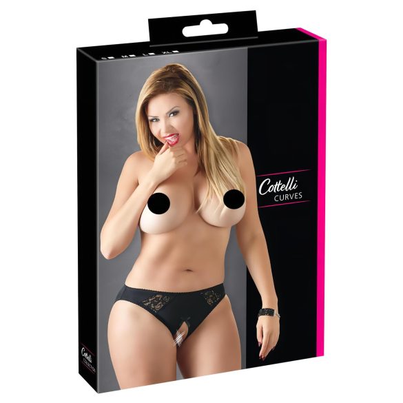 Cottelli Plus Size - pitsiline avatud püksik (must) - XL