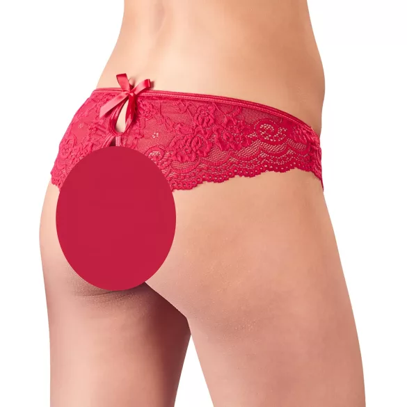 Cottelli - avatud naiste stringid lipsuga - punane - XL