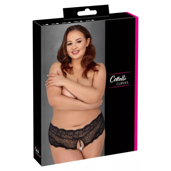 Cottelli Curves - avatud pitsilised püksikud (must) - XL