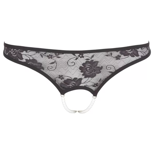 Cottelli - avatud pitsist stringid pärlitega - must - XL