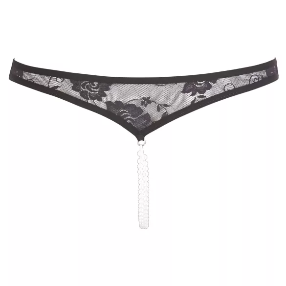 Cottelli - avatud pitsist stringid pärlitega - must - XL