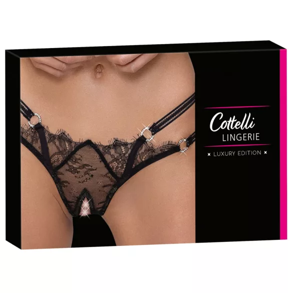 Cottelli - avatud stringid rõngastega - must - M/L