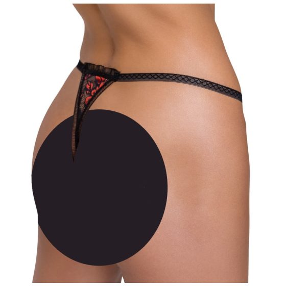 Cottelli - luxury rose beaded thong (red and black) - M/L