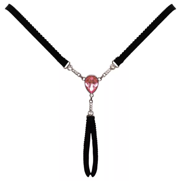 Cottelli - avatud stringtanga kiviga - must (S-L)