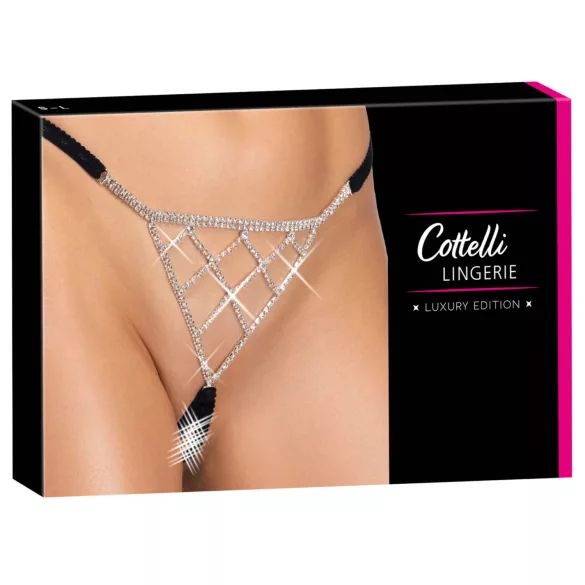 Cottelli - avatud stringid hõbedase kaunistusega - must (S-L)