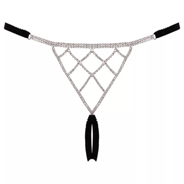 Cottelli - avatud stringid hõbedase kaunistusega - must (S-L)