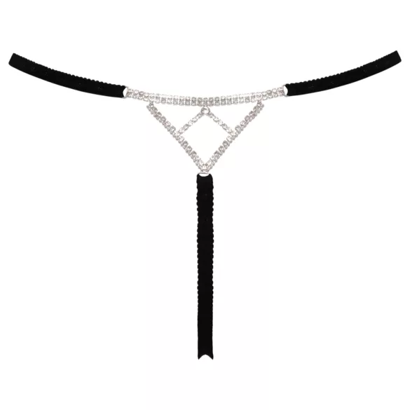 Cottelli - avatud stringid hõbedase kaunistusega - must (S-L)
