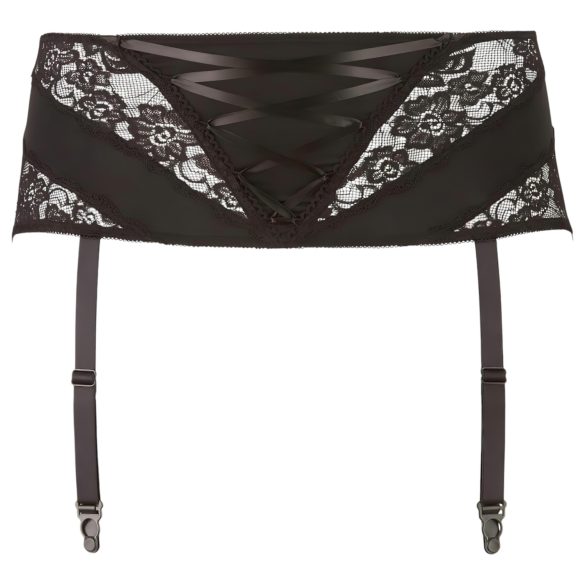 Cottelli Plus Size - pitsiline korsett-sukahoidja - must