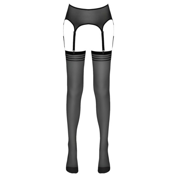 NO:XQSE - triibuline sukk koos sukahoidjaga - must