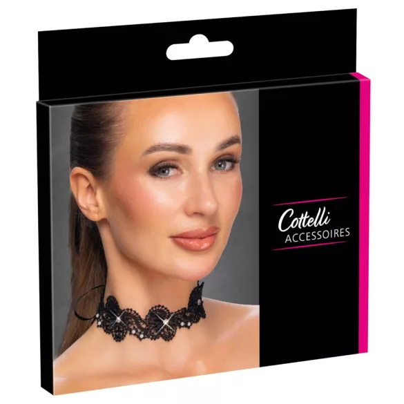 Cottelli - pitsist kaelakee pärlitega - must