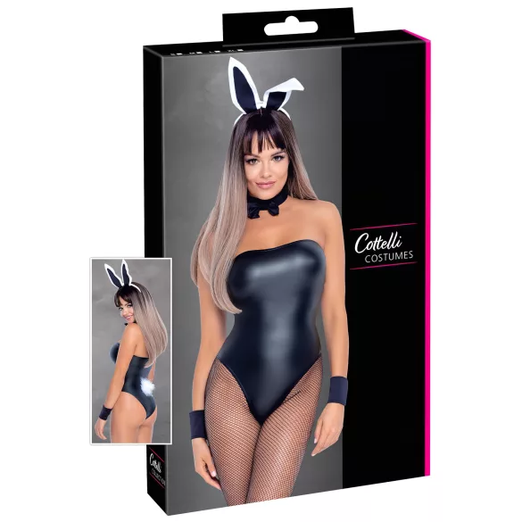 Cottelli Bunny - seksikas läikiv jänkutüdruku kostüüm 5-osaline - XL