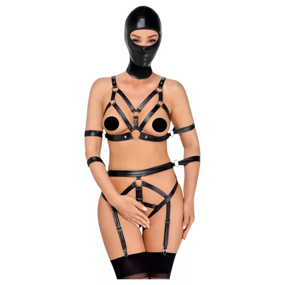 Bad Kitty - kehastrapide komplekt ja mask - must
