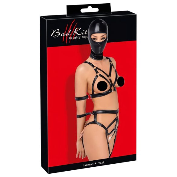 Bad Kitty - kehastrapide komplekt ja mask - must - M