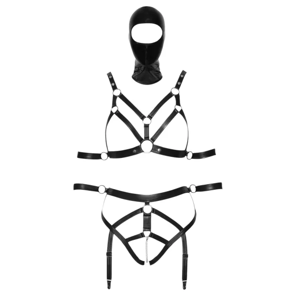 Bad Kitty - kehastrapide komplekt ja mask - must - M