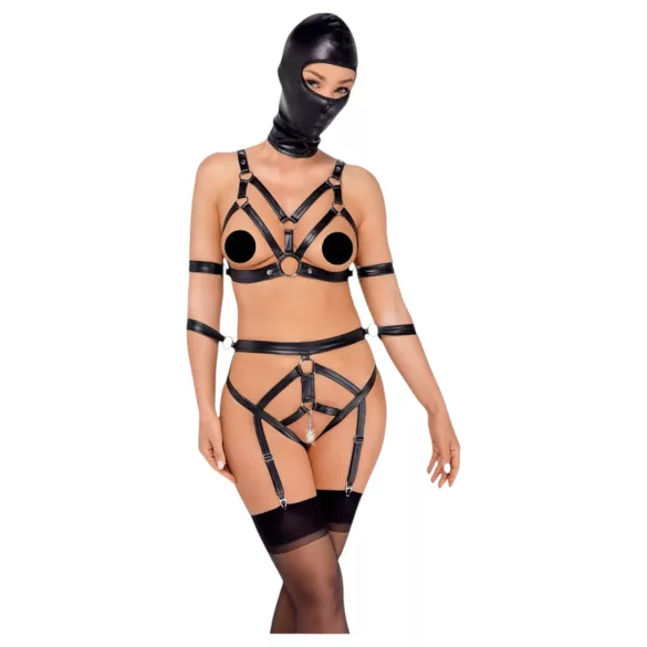 Bad Kitty - kehastrapide komplekt ja mask - must - L