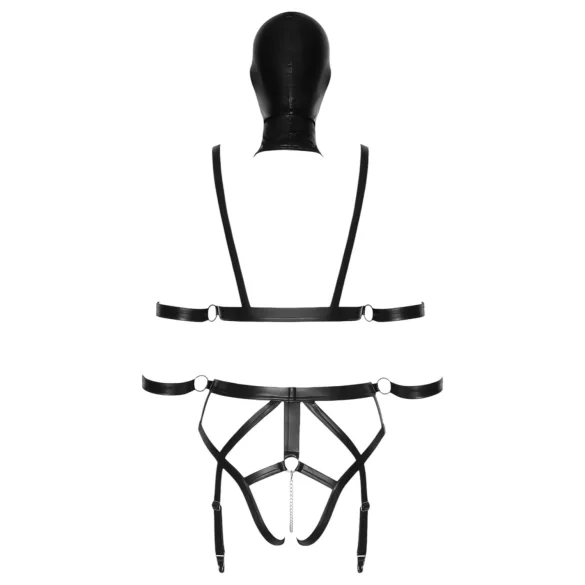 Bad Kitty - kehastrapide komplekt ja mask - must - L