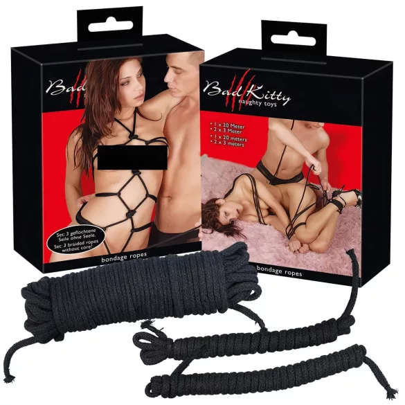 Bad Kitty - sidumisköite komplekt (20 m + 2×3 m, must)