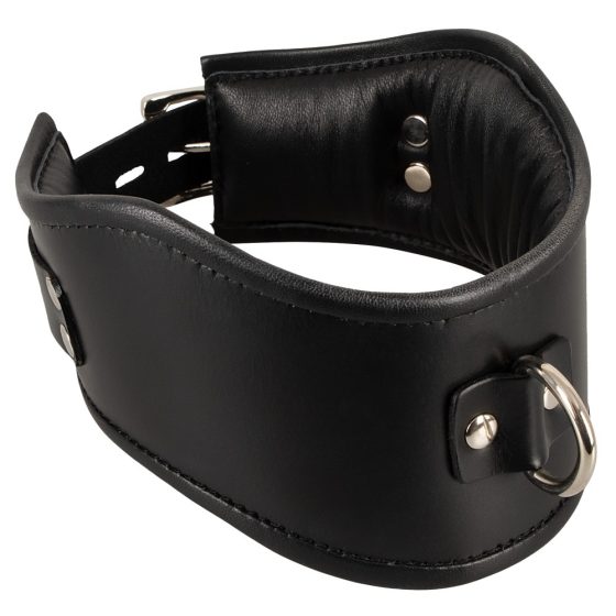 Bad Kitty - leather collar with hoop (black)