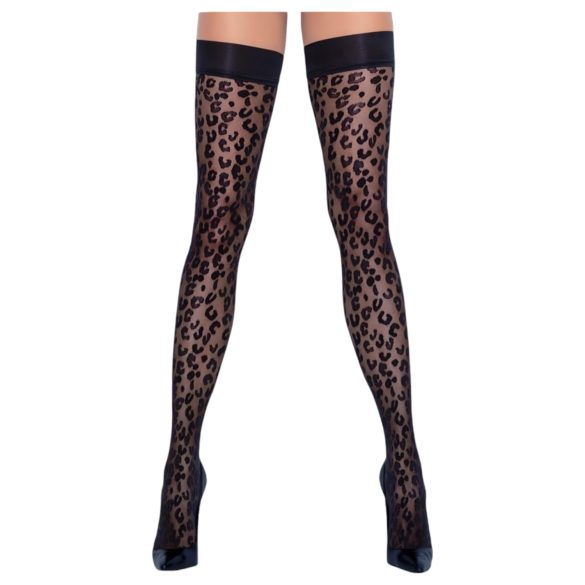 Cottelli Legwear - leopardimustriga sukk - must