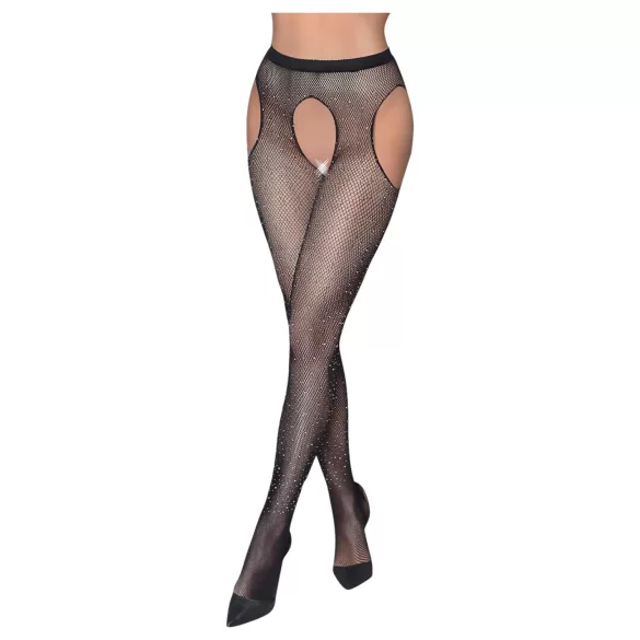 Cottelli Legwear - avatud sädelevad sukkpüksid - mustad (S-L)