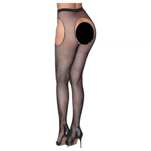 Cottelli Legwear - avatud sädelevad sukkpüksid - mustad (S-L)