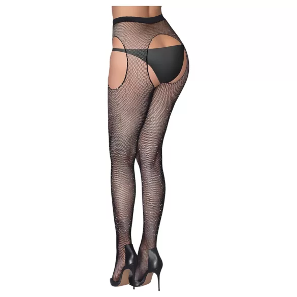 Cottelli Legwear - avatud sädelevad sukkpüksid - mustad (S-L)