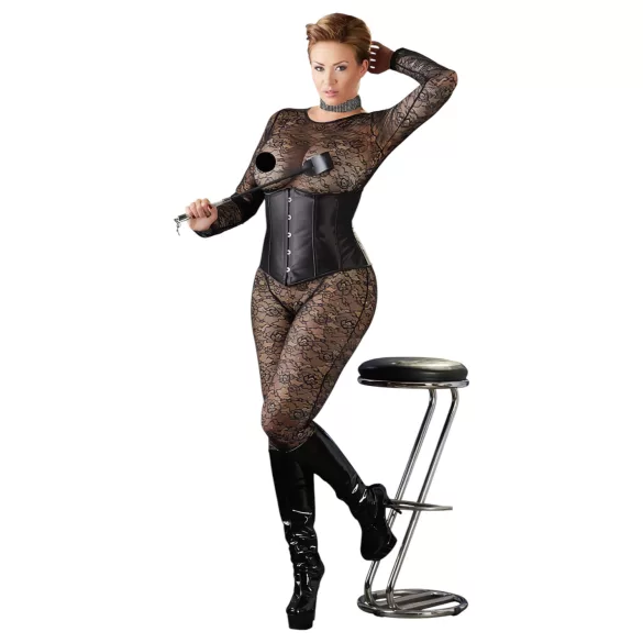 Cottelli Plus Size - satiinist korsett - must - 4XL