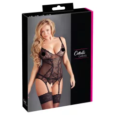 Cottelli - naiste pitsist topp paeltega - must - XXL