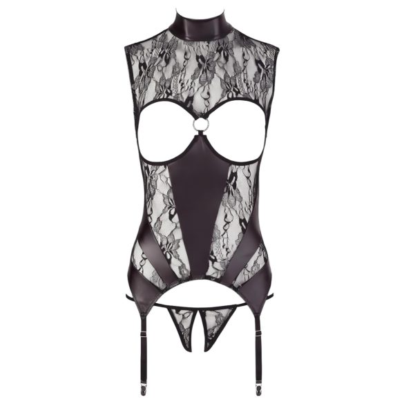 Abierta Fina - sädelev pitsiline avatud topp (must) - XL