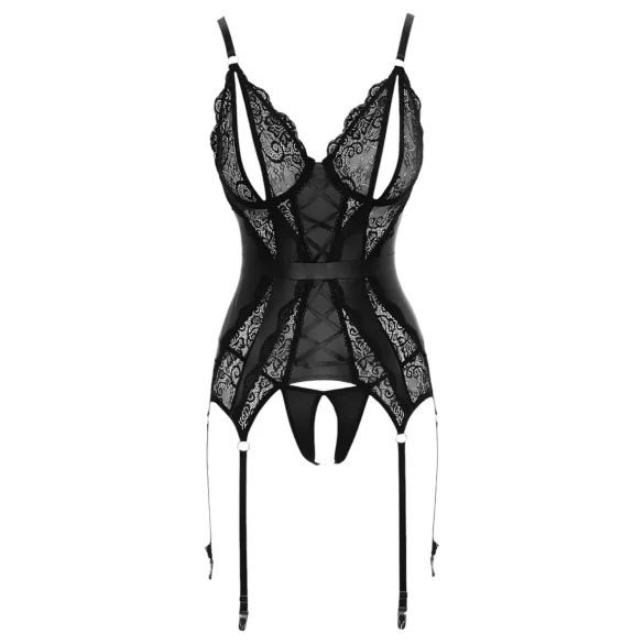 Cottelli - avatud pitsist pluus ja stringid - must - L