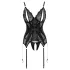 Cottelli - avatud pitsist pluus ja stringid - must - L