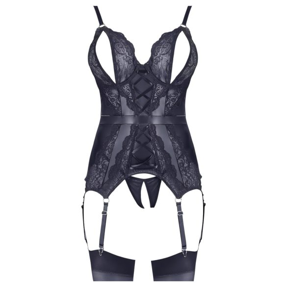 Cottelli - pitsiline avatud topp ja stringid (must) - XL