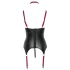 Cottelli Bondage - läikiv rinnahoidjaga top kaelarihmaga - must - XL